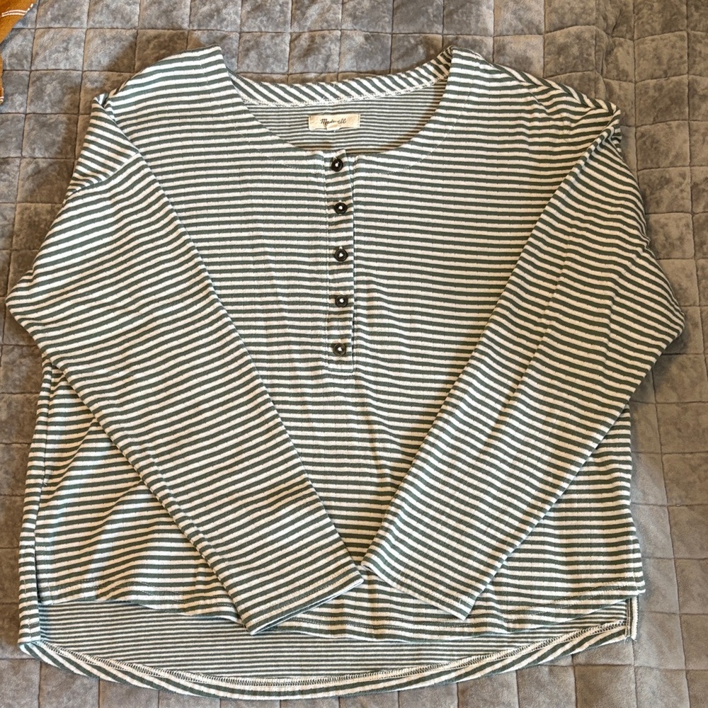 Striped Long Sleeve Henley Top